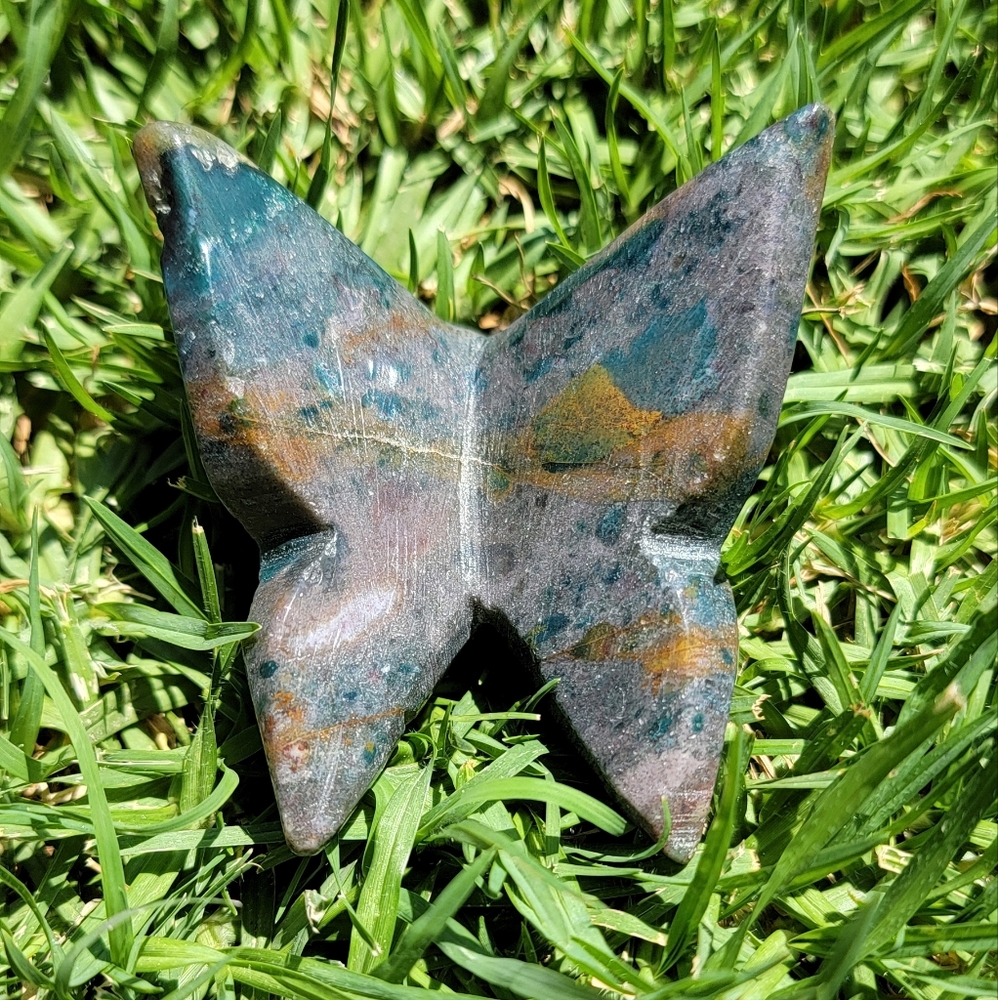 NEW 2.42" x 2.62" x 94g SEA JASPER 3D BUTTERFLY
